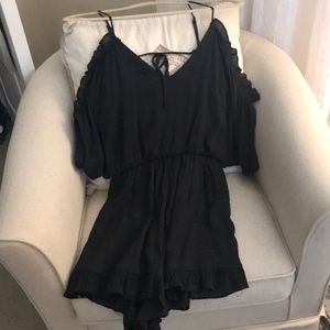 Black ruffled romper